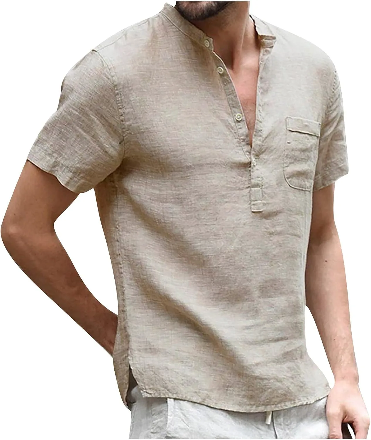 Мужская льняная рубашка Casual с коротким рукавом
Мужская льняная рубашка Casual с коротким рукавом