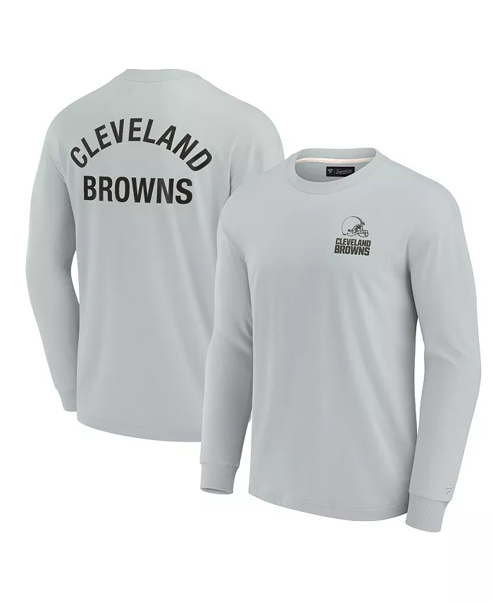 Мужская и женская серая супермягкая футболка с длинным рукавом Cleveland Browns Fanatics Signature
Мужская и женская серая супермягкая футболка с длинным рукавом Cleveland Browns Fanatics Signature