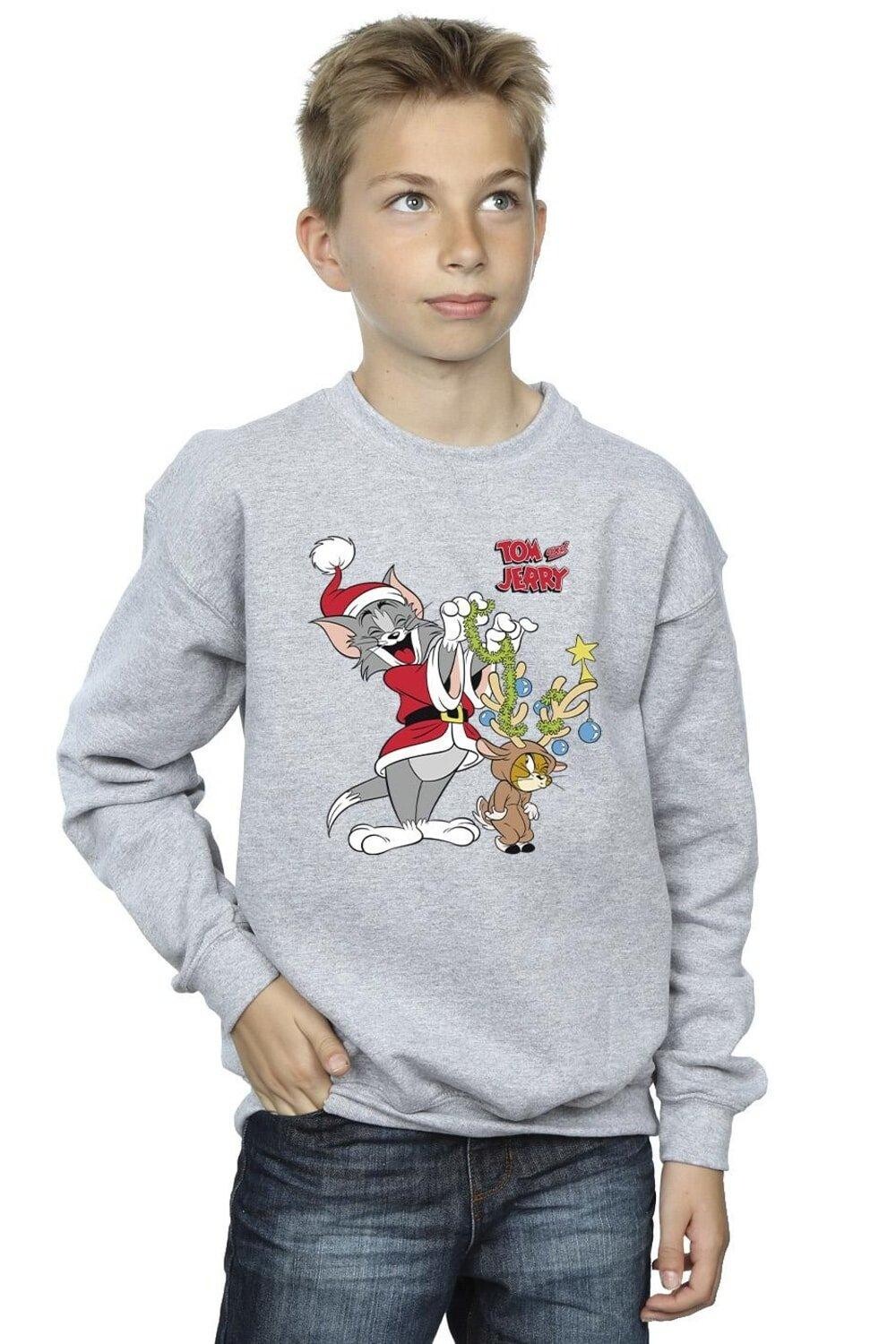 Толстовка с рождественским оленем Tom & Jerry, серый 
Толстовка с рождественским оленем Tom & Jerry, серый