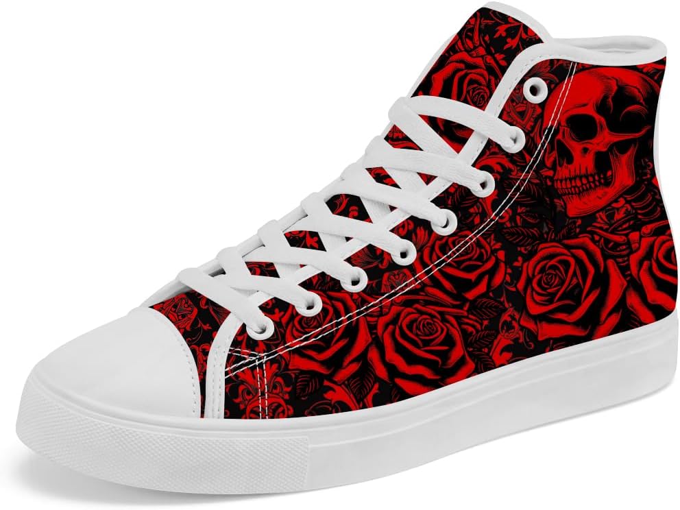 Женские и мужские высокие кеды с цветочным черепом на холщовой основе, высокие кроссовки с черепом, повседневные шнуровки Chebing, красный
Женские и мужские высокие кеды с цветочным черепом на холщовой основе, высокие кроссовки с черепом, повседневные шнуровки Chebing, красный