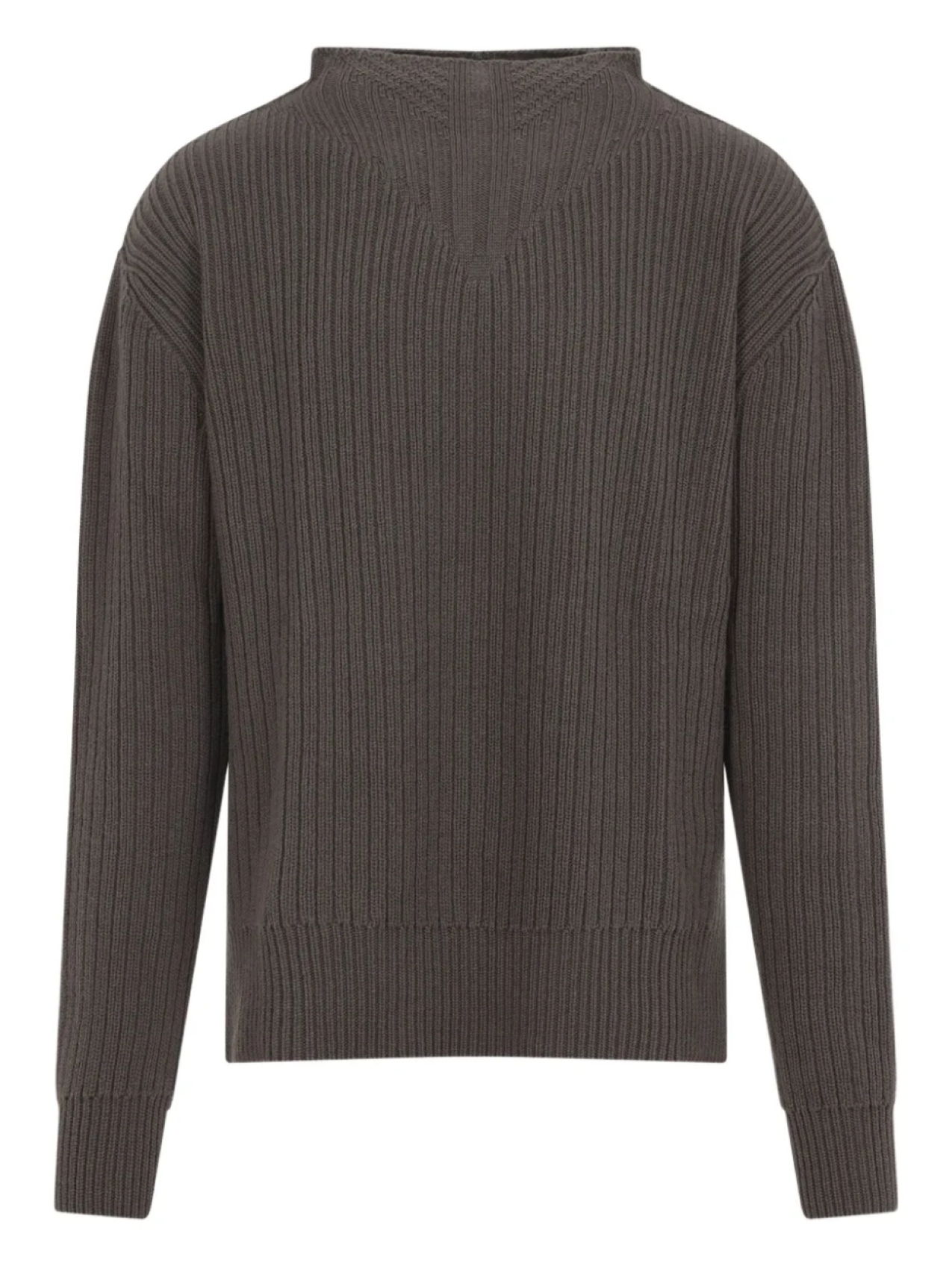 Ребристый свитер с воротником-стойкой от Rick Owens, серый
Ребристый свитер с воротником-стойкой от Rick Owens, серый