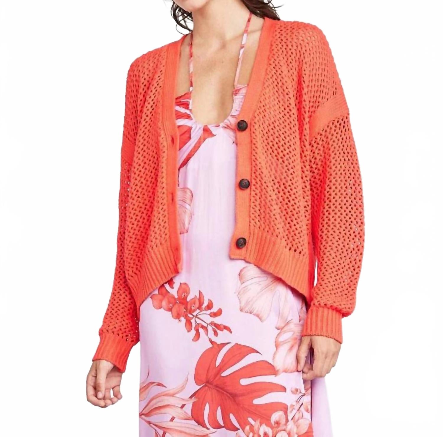 Мэгги Ажурный кардиган в горячем коралловом цвете Self Contrast
Мэгги Ажурный кардиган в горячем коралловом цвете Self Contrast