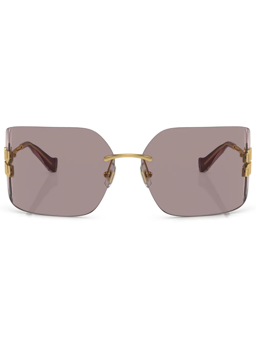 Солнцезащитные очки в массивной оправе с логотипом Miu Miu Eyewear, золотой 
Солнцезащитные очки в массивной оправе с логотипом Miu Miu Eyewear, золотой