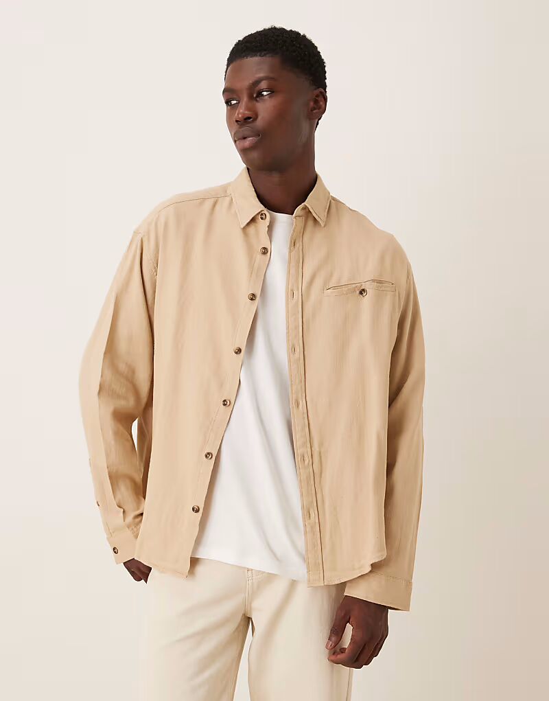 Рубашка свободного кроя бежевого цвета с карманами Asos Design
Рубашка свободного кроя бежевого цвета с карманами Asos Design