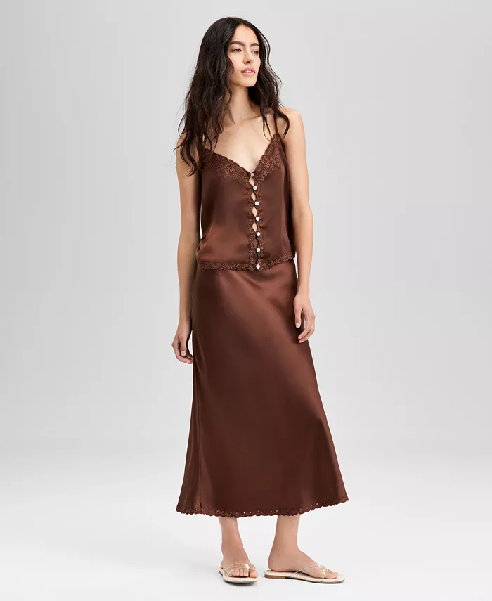 Женская атласная майка с фестончатым краем и атласная юбка-комбинация с фестончатым краем And Now This, коричневый/бежевый
Женская атласная майка с фестончатым краем и атласная юбка-комбинация с фестончатым краем And Now This, коричневый/бежевый