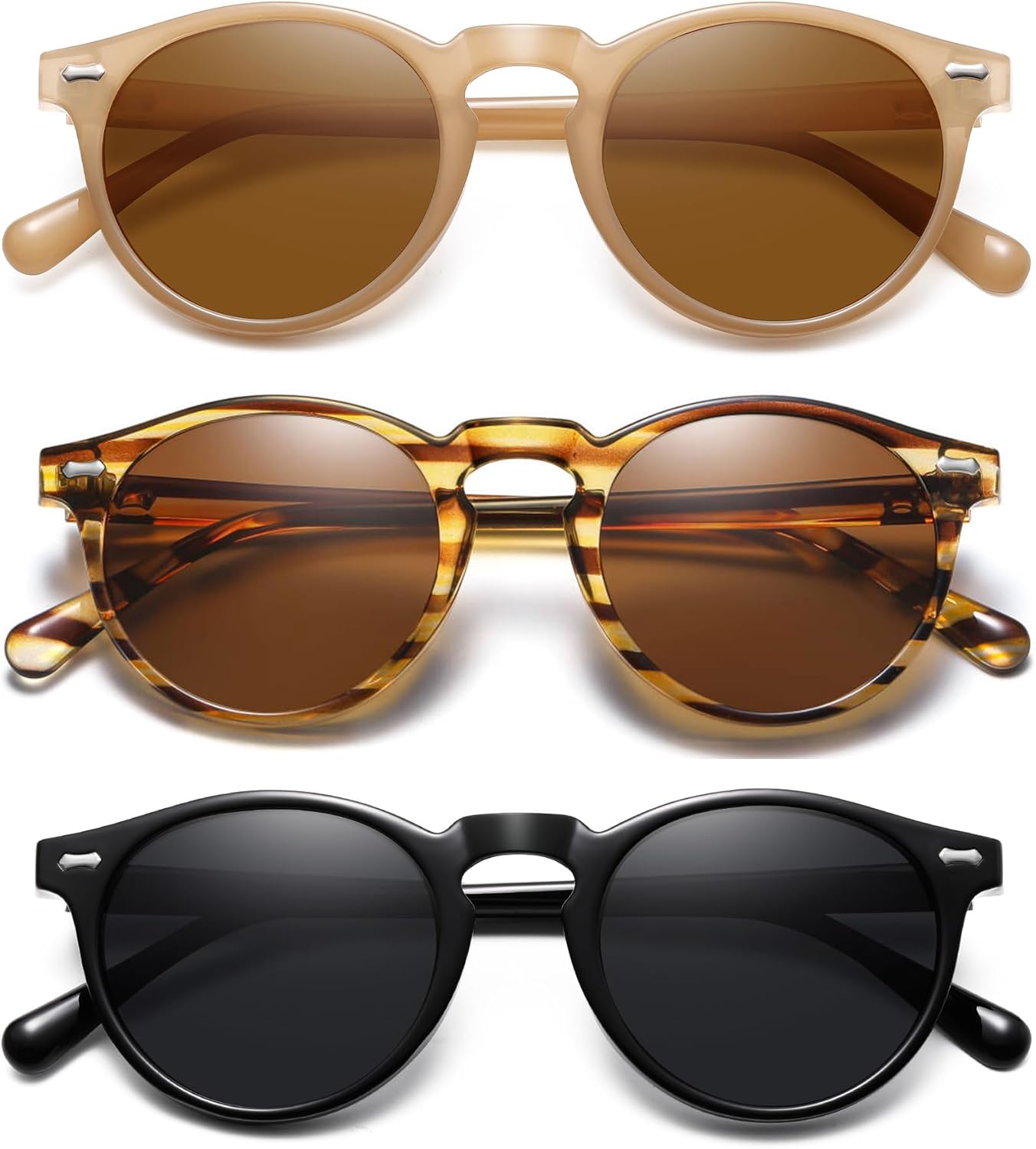 Ретро маленькие круглые поляризованные солнцезащитные очки для женщин в винтажном стиле, защита от УФ-излучения YMRFW, 3pack (Black/Gray+milk Coffee/Tea Lens+leopard Print Gold Frame/Tea Lens)
Ретро маленькие круглые поляризованные солнцезащитные очки для женщин в винтажном стиле, защита от УФ-излучения YMRFW, 3pack (Black/Gray+milk Coffee/Tea Lens+leopard Print Gold Frame/Tea Lens)