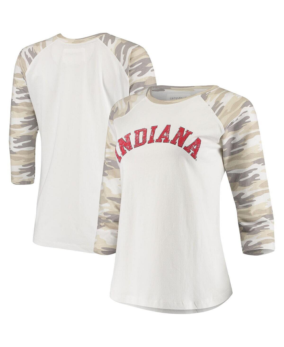 Женская бело-камуфляжная футболка Indiana Hoosiers Boyfriend Baseball Raglan с рукавами 3/4 Camp David
Женская бело-камуфляжная футболка Indiana Hoosiers Boyfriend Baseball Raglan с рукавами 3/4 Camp David