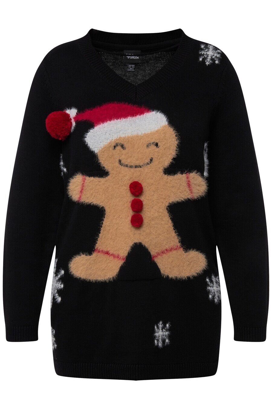 Тонкий вязаный свитер Ulla Popken Sweater, черный 
Тонкий вязаный свитер Ulla Popken Sweater, черный