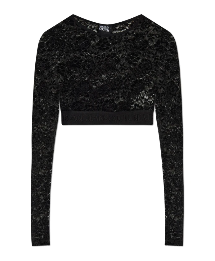 Кружевной топ с длинными рукавами Versace Jeans Couture, черный
Кружевной топ с длинными рукавами Versace Jeans Couture, черный