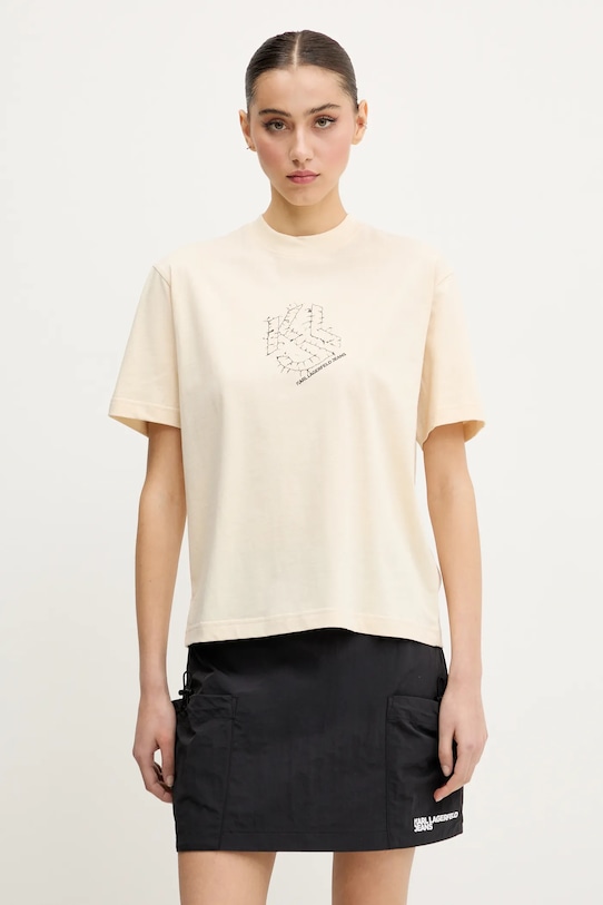 Хлопковая футболка Karl Lagerfeld Jeans, бежевый
Хлопковая футболка Karl Lagerfeld Jeans, бежевый