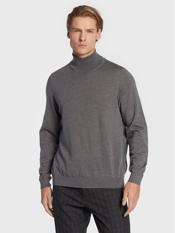 Свитер с высоким воротником приталенного кроя Boss, серый
Свитер с высоким воротником приталенного кроя Boss, серый