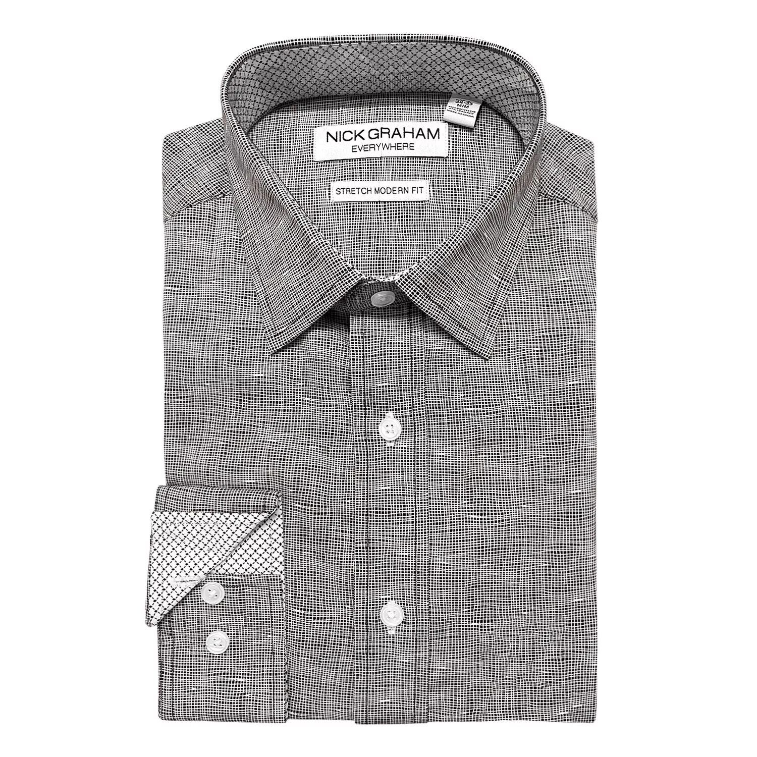Мужская классическая рубашка-стрейч современного кроя из коллекции Traveler Collection Performance Nick Graham 
Мужская классическая рубашка-стрейч современного кроя из коллекции Traveler Collection Performance Nick Graham