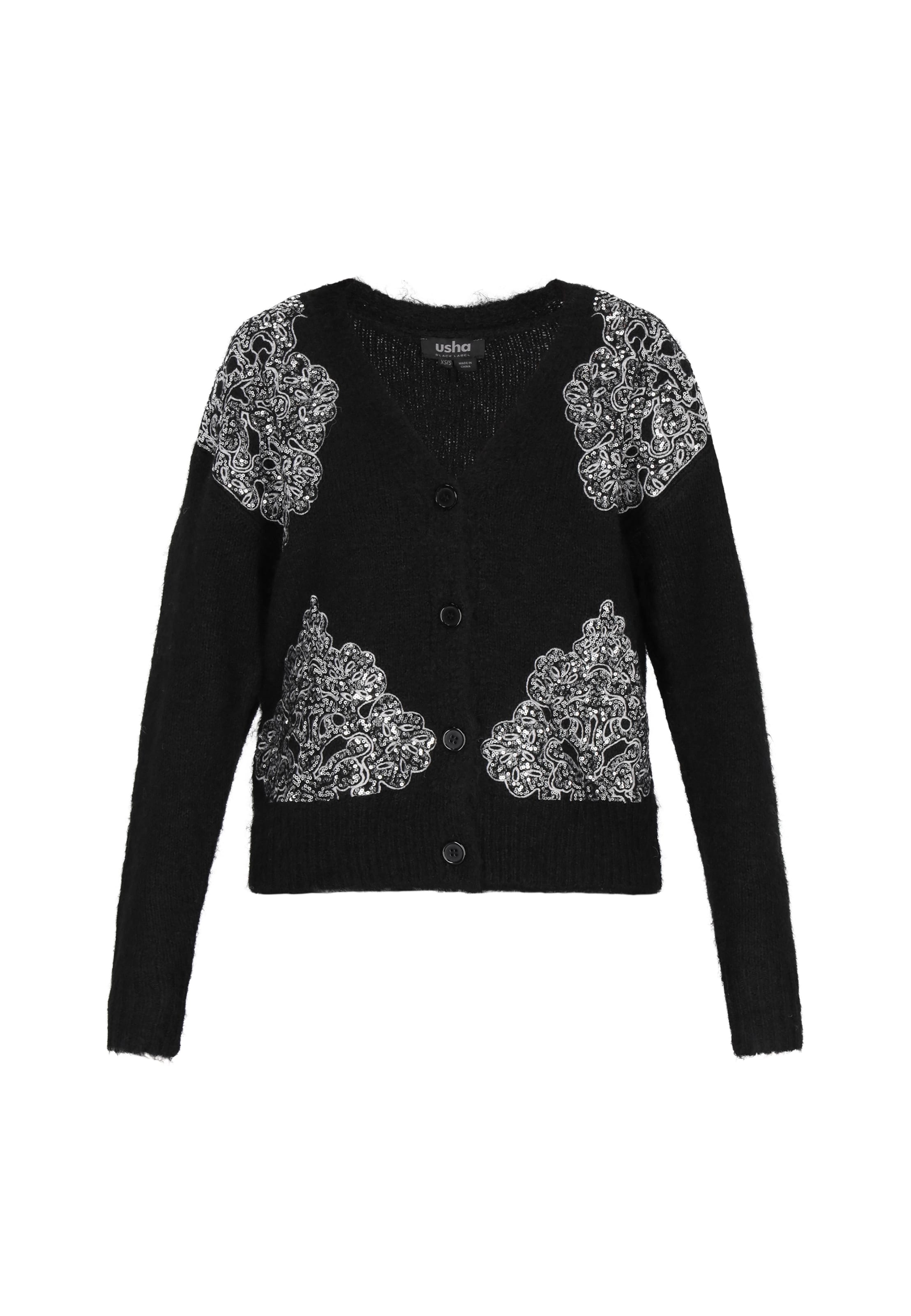 Usha BLACK LABEL Вязаный кардиган в черном цвете
Usha BLACK LABEL Вязаный кардиган в черном цвете