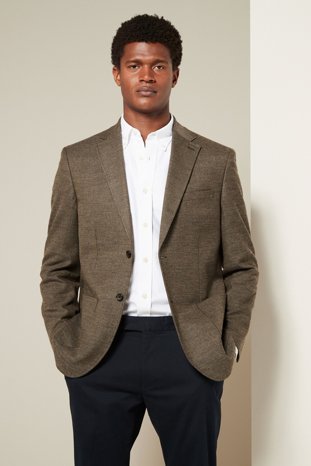 Текстурированный элегантный блейзер Next, коричневый 
Текстурированный элегантный блейзер Next, коричневый