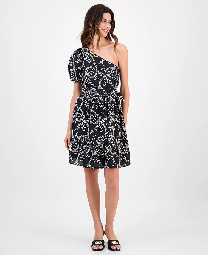 Женское вышитое хлопковое асимметричное платье на одно плечо, облегающее и расклешенное Anne Klein, черный
Женское вышитое хлопковое асимметричное платье на одно плечо, облегающее и расклешенное Anne Klein, черный