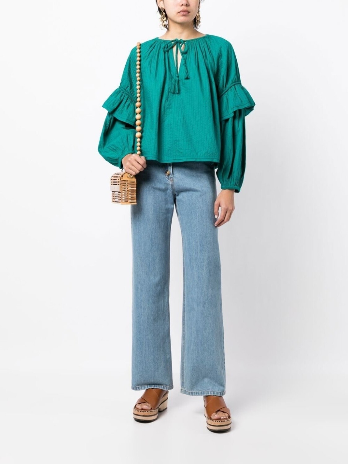 Ulla Johnson блузка с объемными рукавами и завязками, зеленый
Ulla Johnson блузка с объемными рукавами и завязками, зеленый