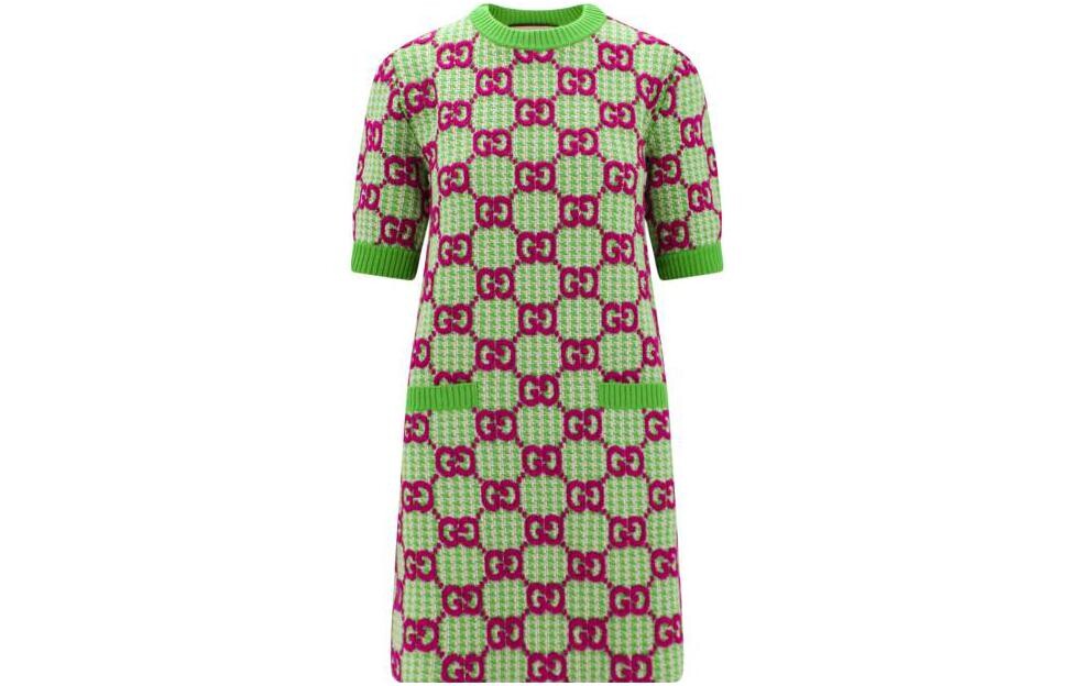 Платье Gucci с короткими рукавами, зеленый
Платье Gucci с короткими рукавами, зеленый