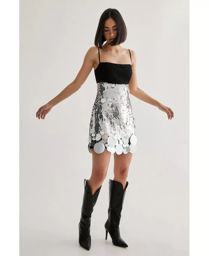 Женское мини-платье без рукавов с пайетками и дисковым подолом Nasty Gal, серебряный
Женское мини-платье без рукавов с пайетками и дисковым подолом Nasty Gal, серебряный