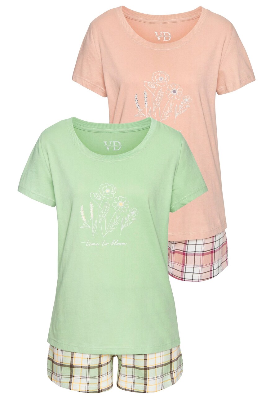 Короткий пижамный комплект VIVANCE, Light green/Apricot
Короткий пижамный комплект VIVANCE, Light green/Apricot