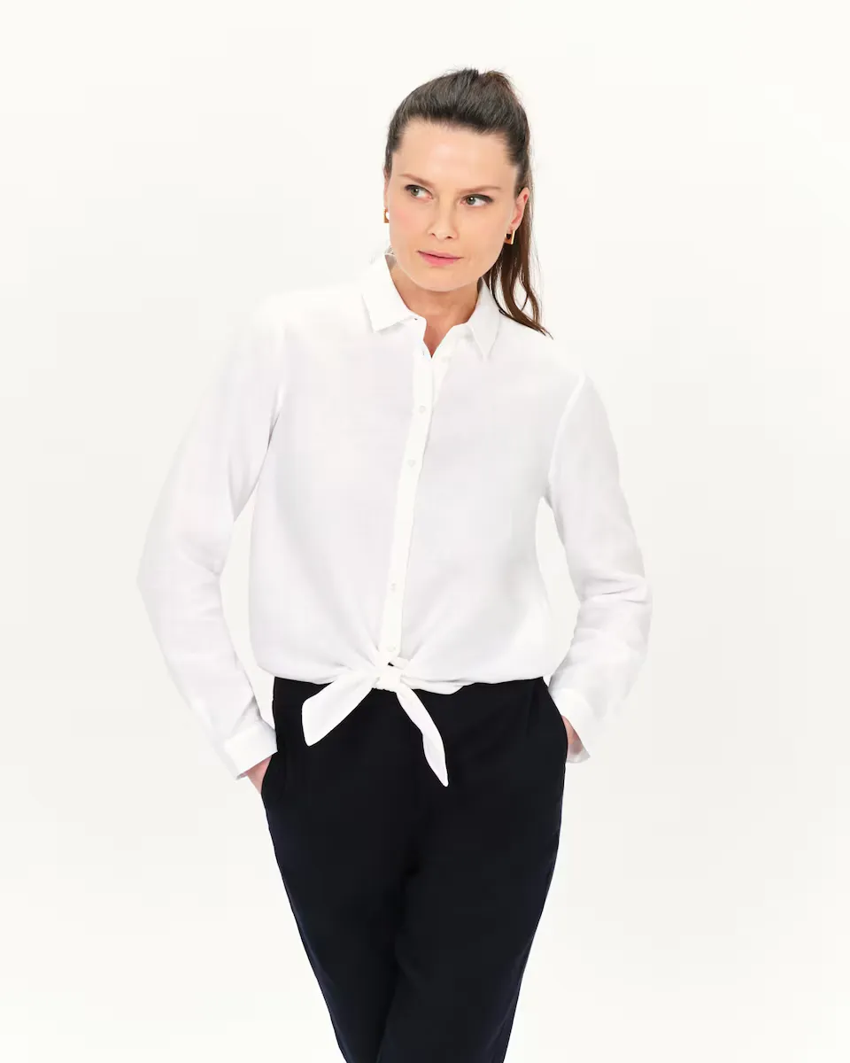 Женская рубашка с узлом из 100% льна Caroll, белый
Женская рубашка с узлом из 100% льна Caroll, белый