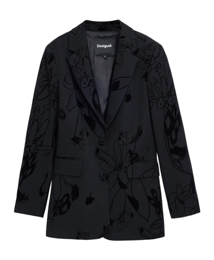 Блейзер с цветочным бархатным покрытием Desigual, черный
Блейзер с цветочным бархатным покрытием Desigual, черный
