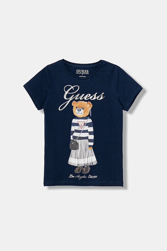Детская хлопковая футболка Guess, темно-синий
Детская хлопковая футболка Guess, темно-синий