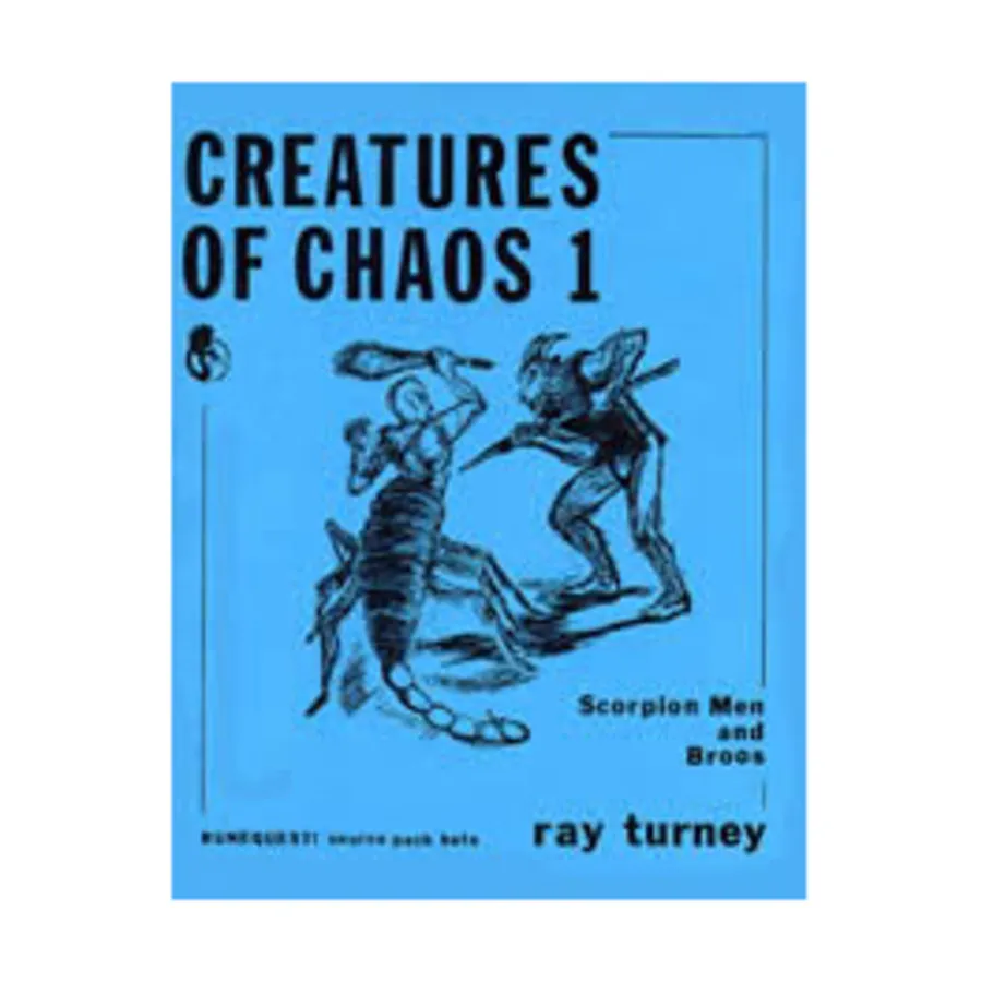 Creatures of Chaos #1 - Scorpion Men & Broos, RuneQuest (Chaosium), мягкая обложка 
Creatures of Chaos #1 - Scorpion Men & Broos, RuneQuest (Chaosium), мягкая обложка