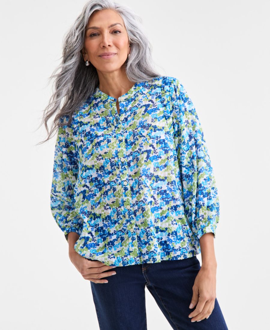 Женская блузка из хлопка с принтом и застежкой на пуговицы Style & Co, Floral Grass
Женская блузка из хлопка с принтом и застежкой на пуговицы Style & Co, Floral Grass