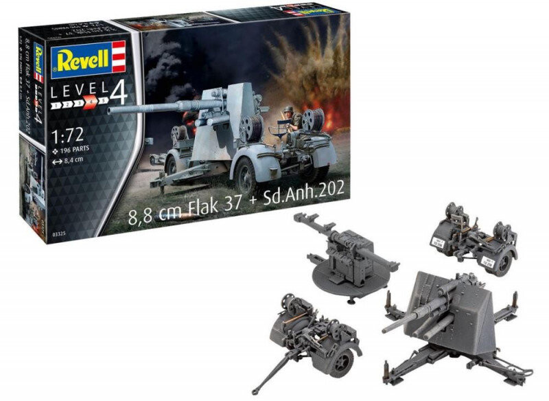 Revell, Автомобиль 1/72 8,8CM Flak 37+SD.ANH.202, Комплект модели
Revell, Автомобиль 1/72 8,8CM Flak 37+SD.ANH.202, Комплект модели