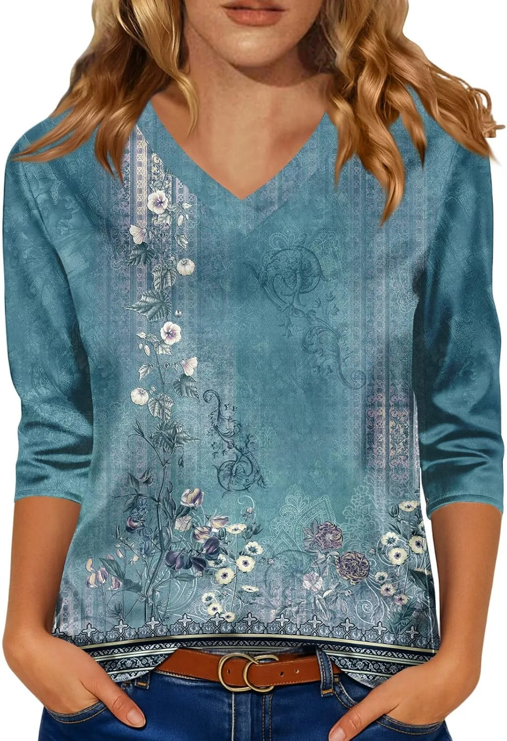 Женская блузка с V-образным вырезом и рукавом 3/4 AMXYFBK
Женская блузка с V-образным вырезом и рукавом 3/4 AMXYFBK