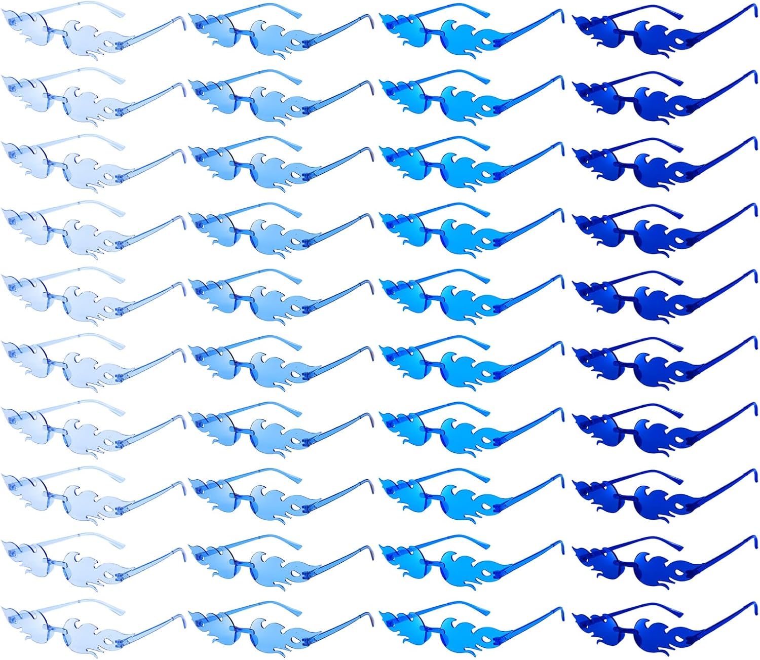 SUNOVELTIES Набор из 40 солнцезащитных очков без оправы с рисунком «Огненное пламя», ретро-цветные очки для вечеринок, прозрачные, забавные очки для женщин и мужчин, Blue Gradient Color
SUNOVELTIES Набор из 40 солнцезащитных очков без оправы с рисунком «Огненное пламя», ретро-цветные очки для вечеринок, прозрачные, забавные очки для женщин и мужчин, Blue Gradient Color