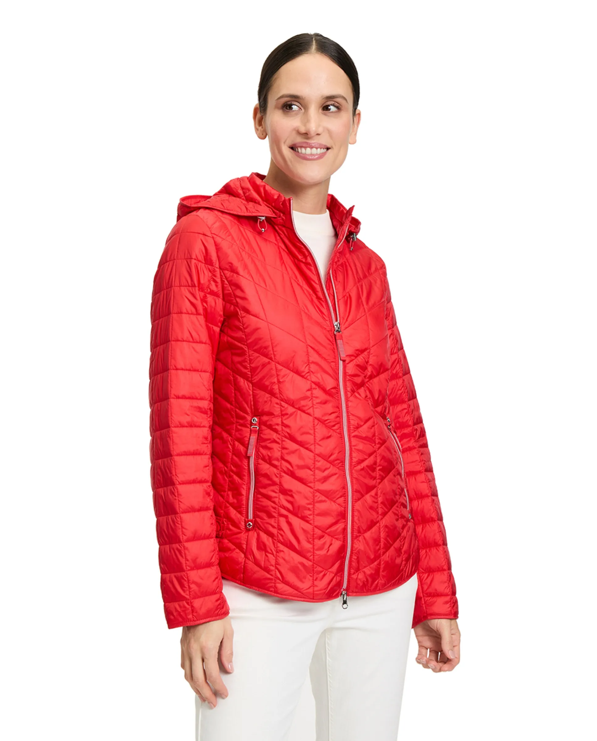 Женская утепленная куртка с перьями и съемным капюшоном Betty Barclay, красный 
Женская утепленная куртка с перьями и съемным капюшоном Betty Barclay, красный