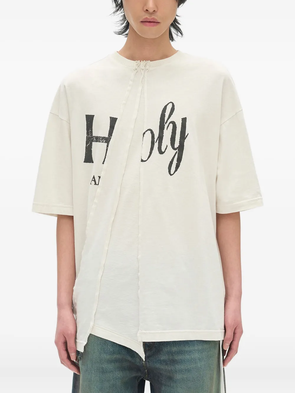 Асимметричная хлопковая футболка Ann Demeulemeester, нейтральный
Асимметричная хлопковая футболка Ann Demeulemeester, нейтральный