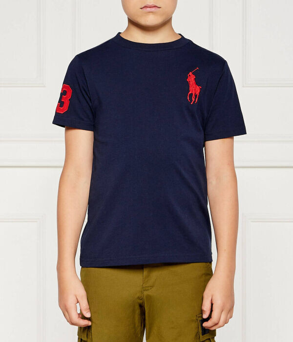 Футболка детская Polo Ralph Lauren с красным логотипом, синий 
Футболка детская Polo Ralph Lauren с красным логотипом, синий