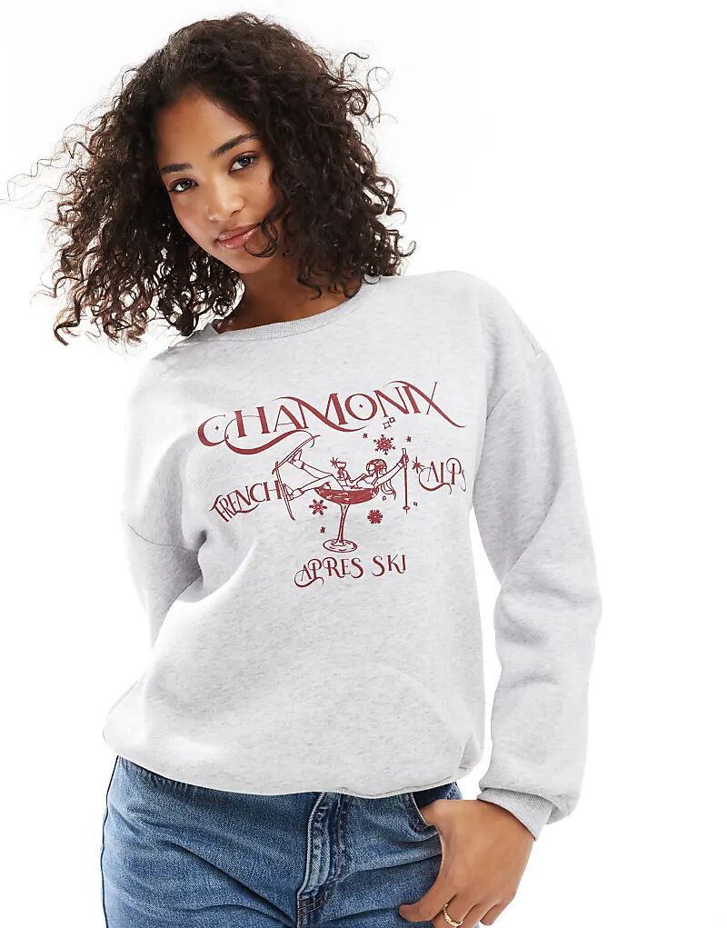 Толстовка свободного кроя с принтом «apres ski» в сером меланжевом цвете ASOS DESIGN
Толстовка свободного кроя с принтом «apres ski» в сером меланжевом цвете ASOS DESIGN