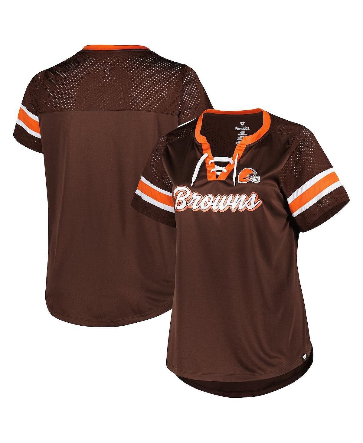 Женская фирменная коричневая футболка размера плюс Cleveland Browns на шнуровке Original State Fanatics, коричневый
Женская фирменная коричневая футболка размера плюс Cleveland Browns на шнуровке Original State Fanatics, коричневый