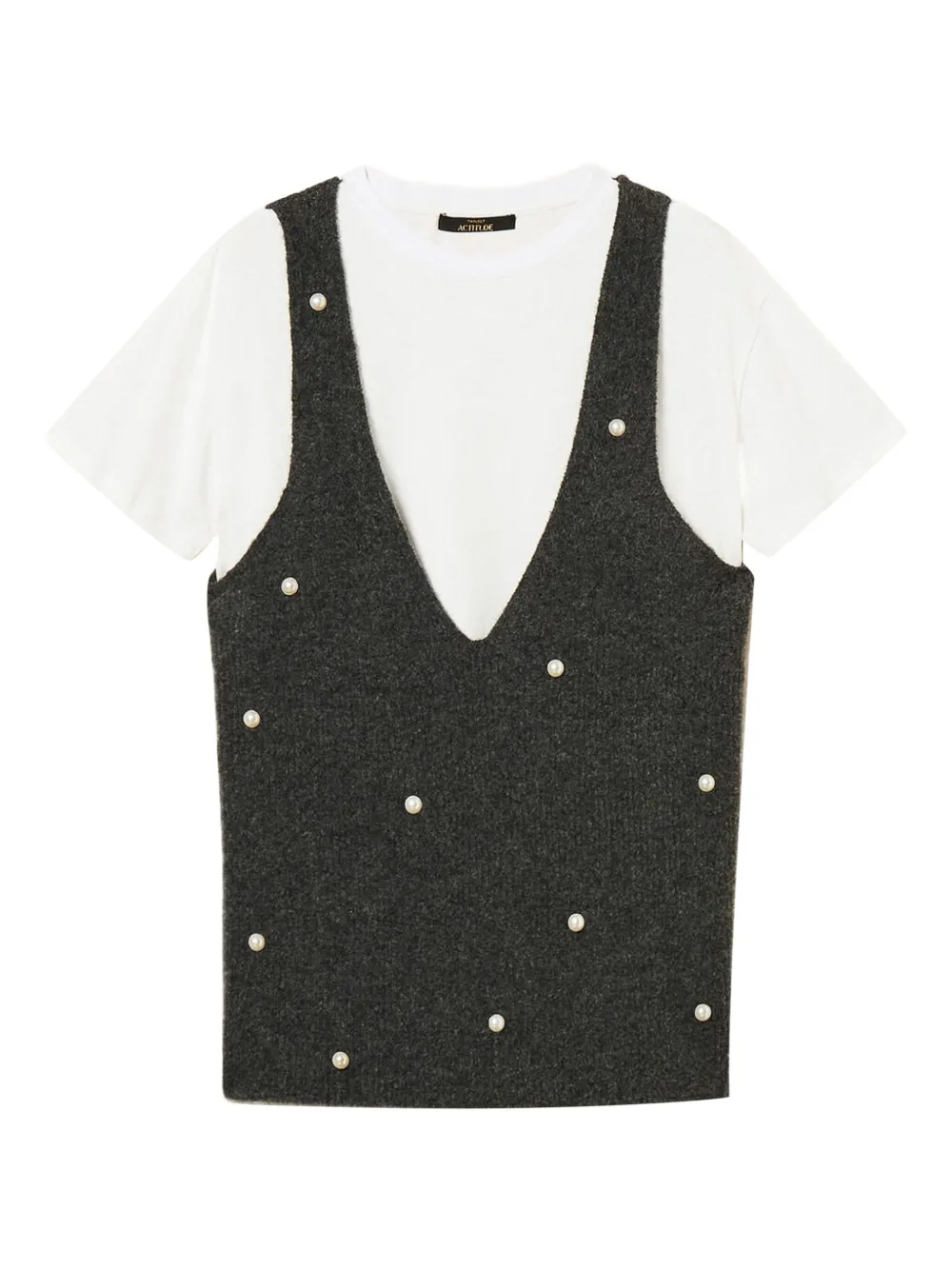 Декорированная футболка с V-образным вырезом TWINSET, серый
Декорированная футболка с V-образным вырезом TWINSET, серый