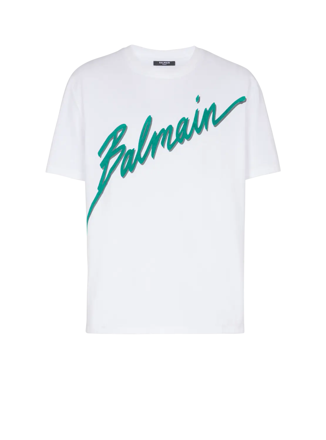 Футболка Balmain с флокированной надписью Lettre, белый/черный
Футболка Balmain с флокированной надписью Lettre, белый/черный