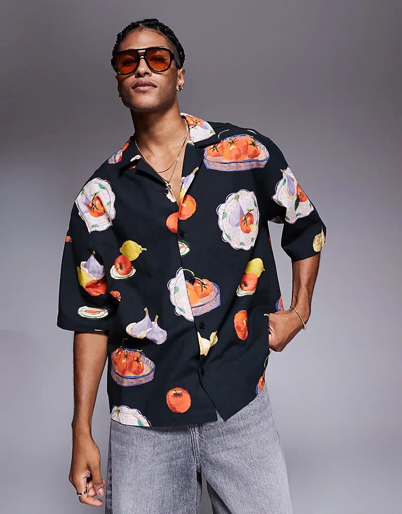 Рубашка свободного кроя с принтом Revere ASOS DESIGN черного цвета
Рубашка свободного кроя с принтом Revere ASOS DESIGN черного цвета