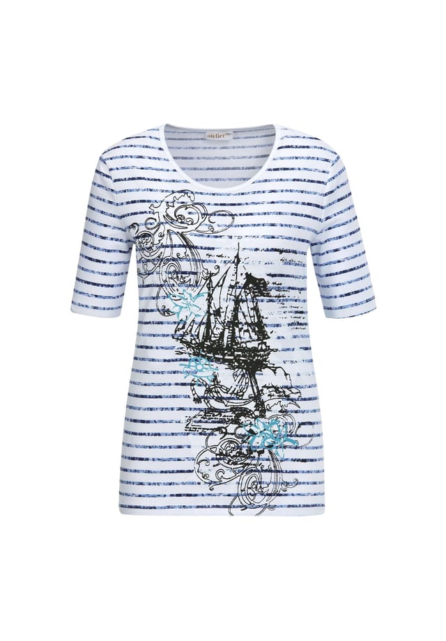 Короткий размер: полосатая рубашка с интересным рисунком. Goldner, мультиколор
Короткий размер: полосатая рубашка с интересным рисунком. Goldner, мультиколор