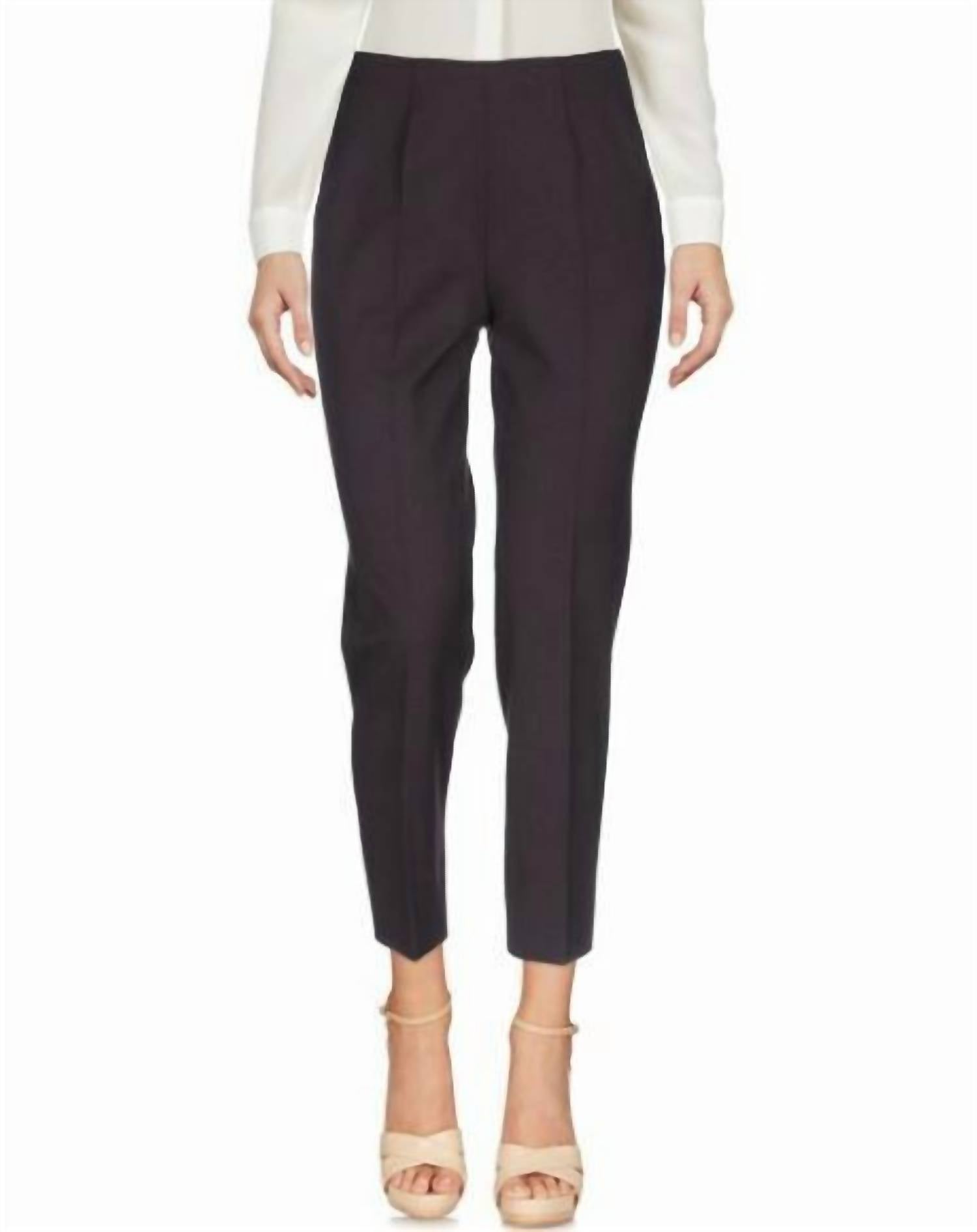 Шерстяные прямые укороченные брюки длиной до щиколотки фиолетового цвета Piazza Sempione
Шерстяные прямые укороченные брюки длиной до щиколотки фиолетового цвета Piazza Sempione