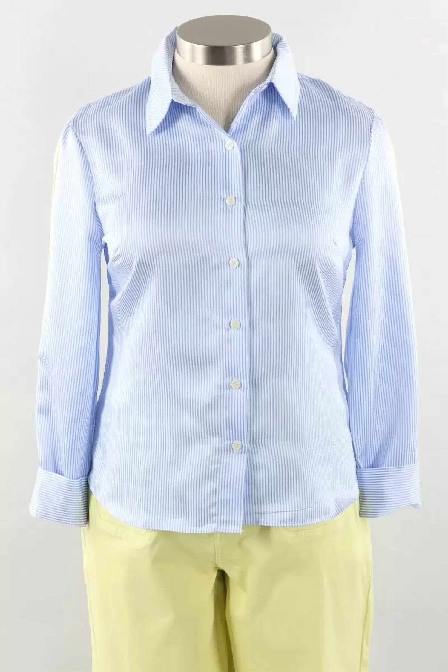 Женская полосатая поплиновая рубашка в небесно-голубом цвете CHARLIE B
Женская полосатая поплиновая рубашка в небесно-голубом цвете CHARLIE B