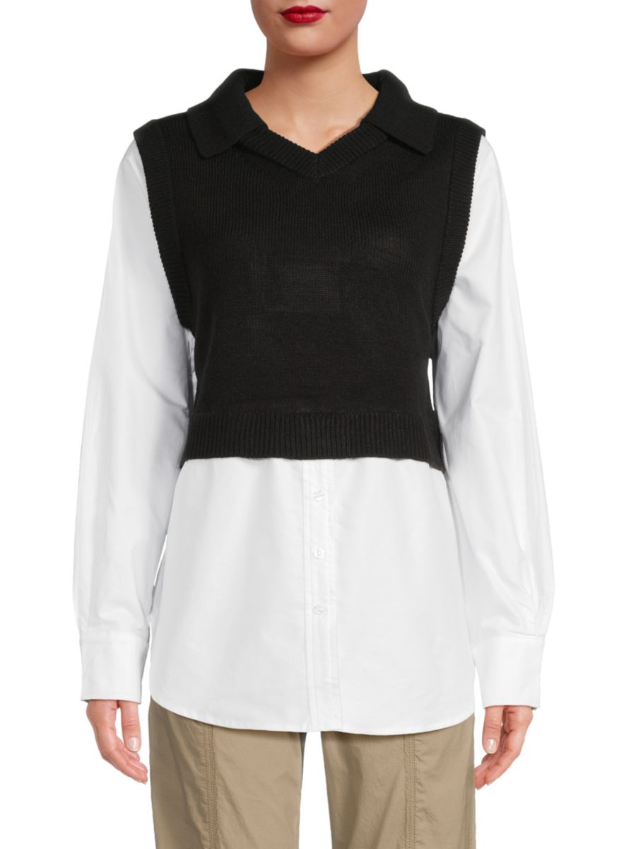 Комплект из 2 предметов: рубашка и укороченный жилет Calvin Klein Jeans, черный/белый
Комплект из 2 предметов: рубашка и укороченный жилет Calvin Klein Jeans, черный/белый