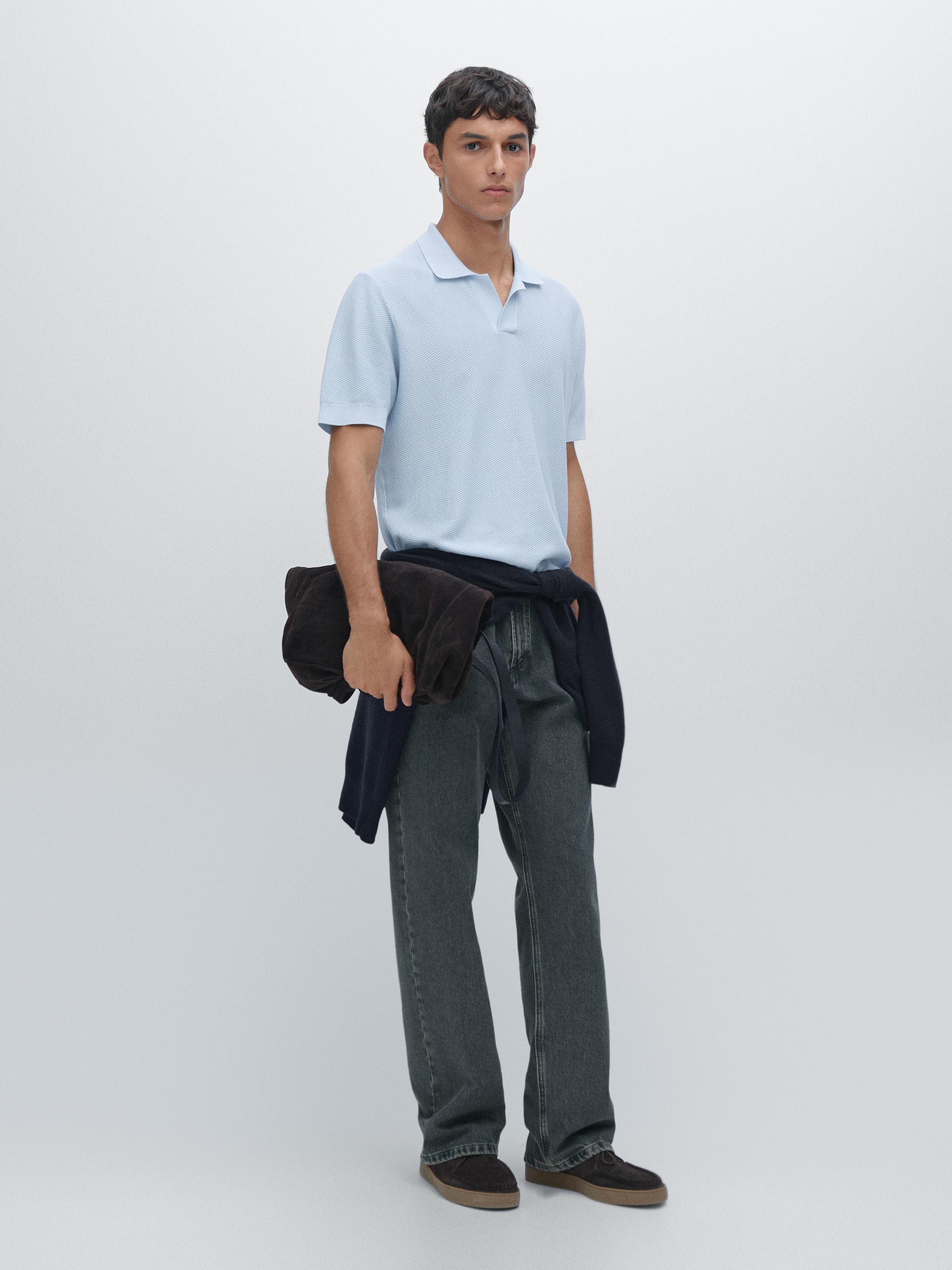 Текстурированная трикотажная рубашка-поло с короткими рукавами Massimo Dutti, светло-голубой
Текстурированная трикотажная рубашка-поло с короткими рукавами Massimo Dutti, светло-голубой