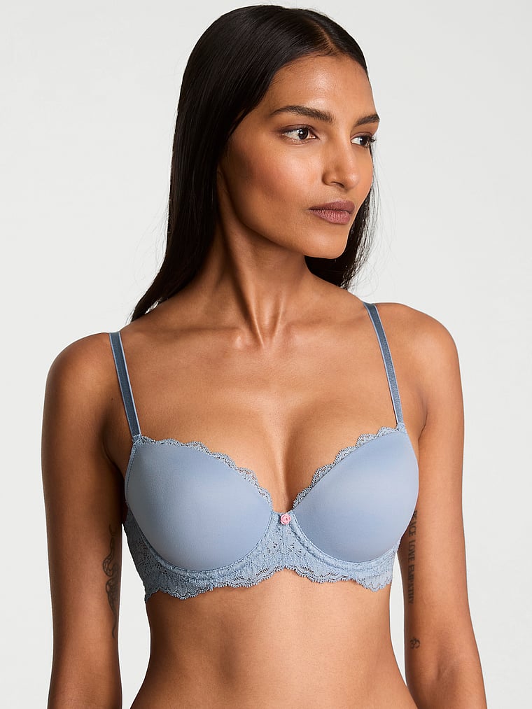 Гладкий и кружевной бюстгальтер-полуторка с легкой подкладкой Dream Angels, lace trim blue grey
Гладкий и кружевной бюстгальтер-полуторка с легкой подкладкой Dream Angels, lace trim blue grey