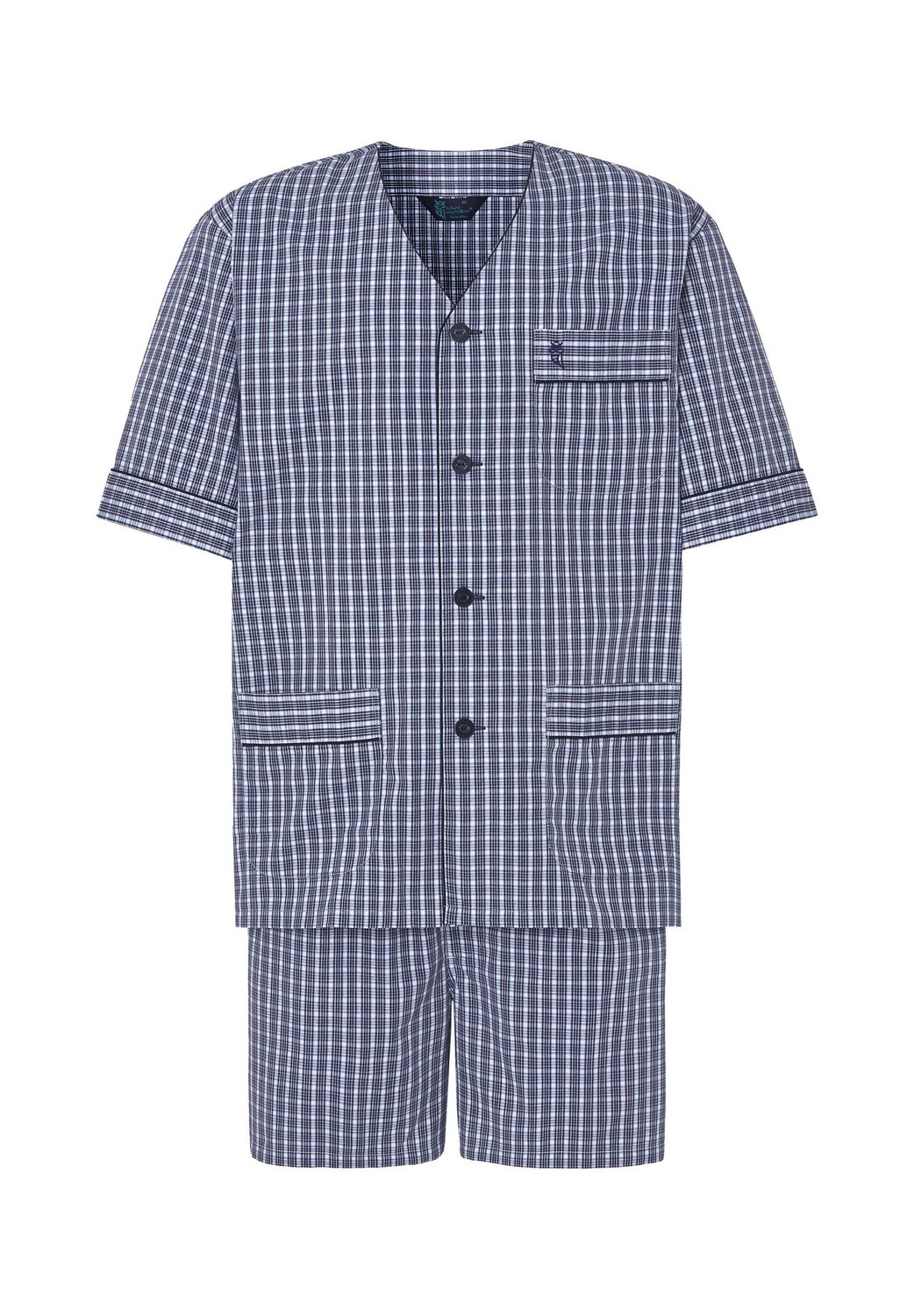 Мужская короткая синяя пижама из поплина для дзюдо в клетку El Búho NOCTURNO, синий
Мужская короткая синяя пижама из поплина для дзюдо в клетку El Búho NOCTURNO, синий