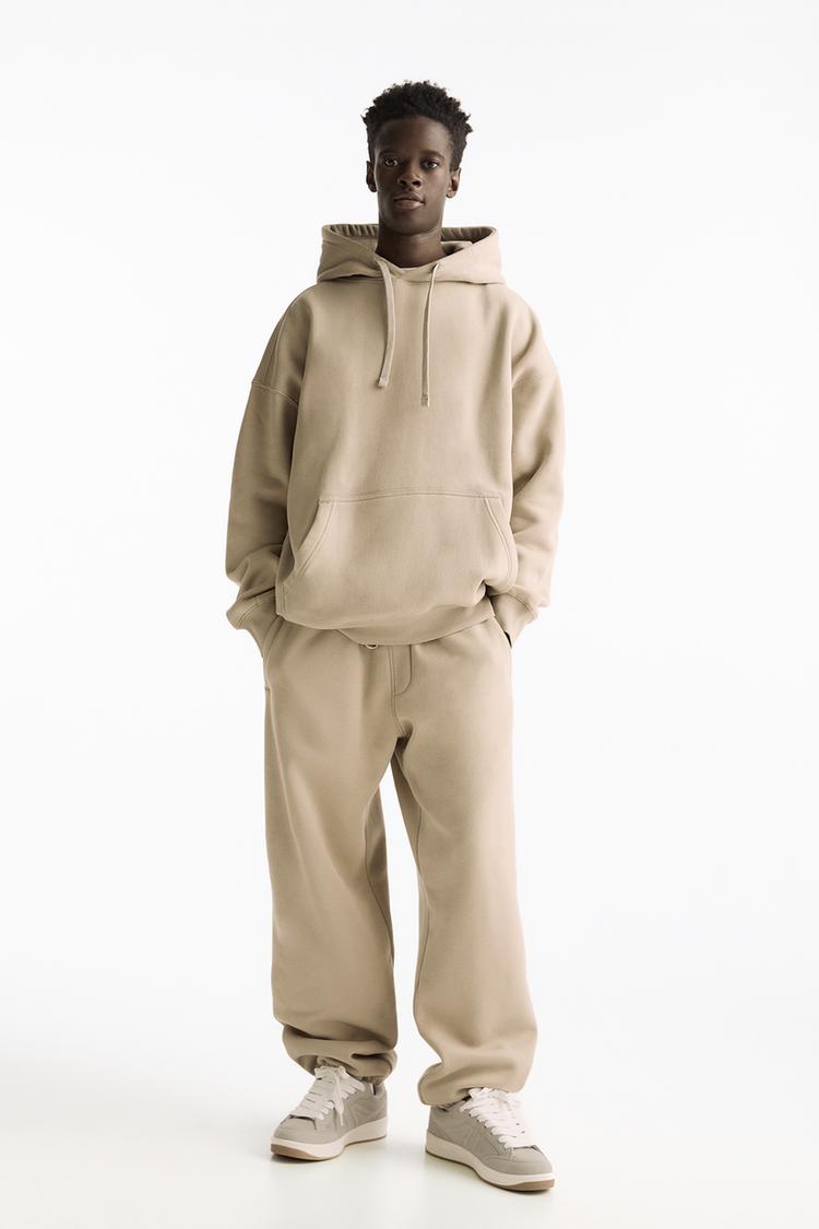 Комплект спортивного костюма Jogger Hoodie Pull And Bear, экрю 
Комплект спортивного костюма Jogger Hoodie Pull And Bear, экрю