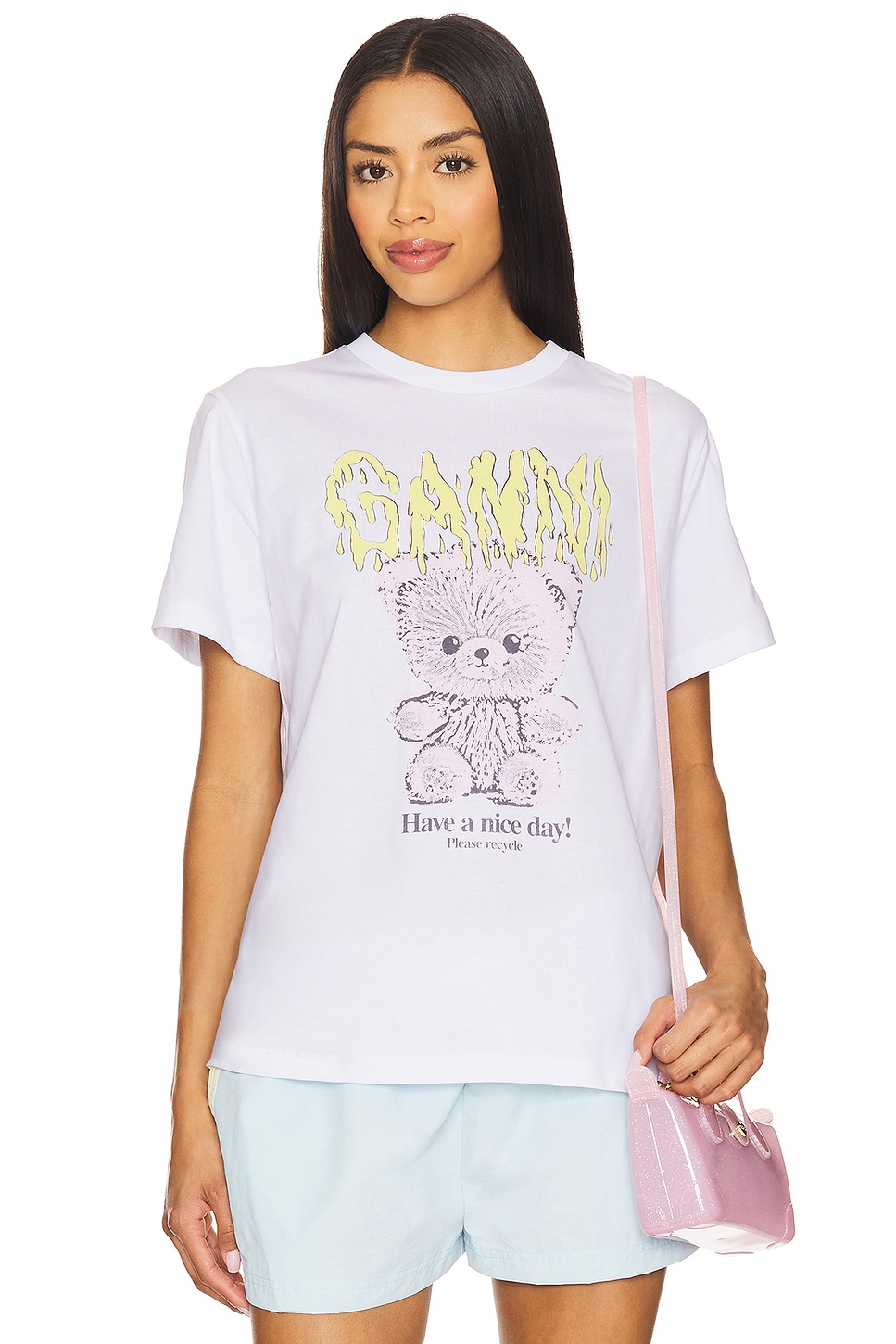 Базовая футболка из хлопкового трикотажа Ganni, bright white
Базовая футболка из хлопкового трикотажа Ganni, bright white