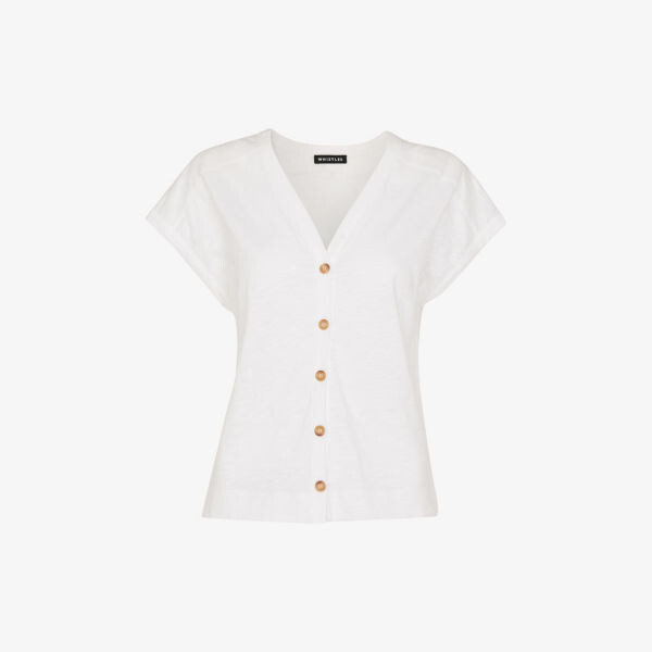 Хлопковый топ Aubrie с V-образным вырезом на пуговицах Whistles, белый
Хлопковый топ Aubrie с V-образным вырезом на пуговицах Whistles, белый