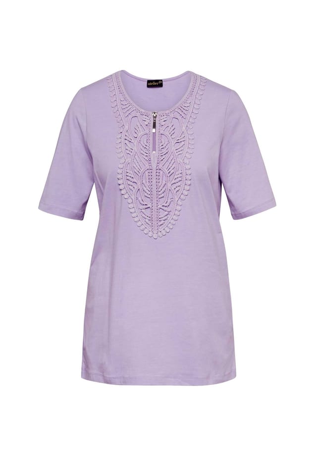 Короткий размер: рубашка с круглым вырезом и кружевом крючком Goldner, фиолетовый
Короткий размер: рубашка с круглым вырезом и кружевом крючком Goldner, фиолетовый